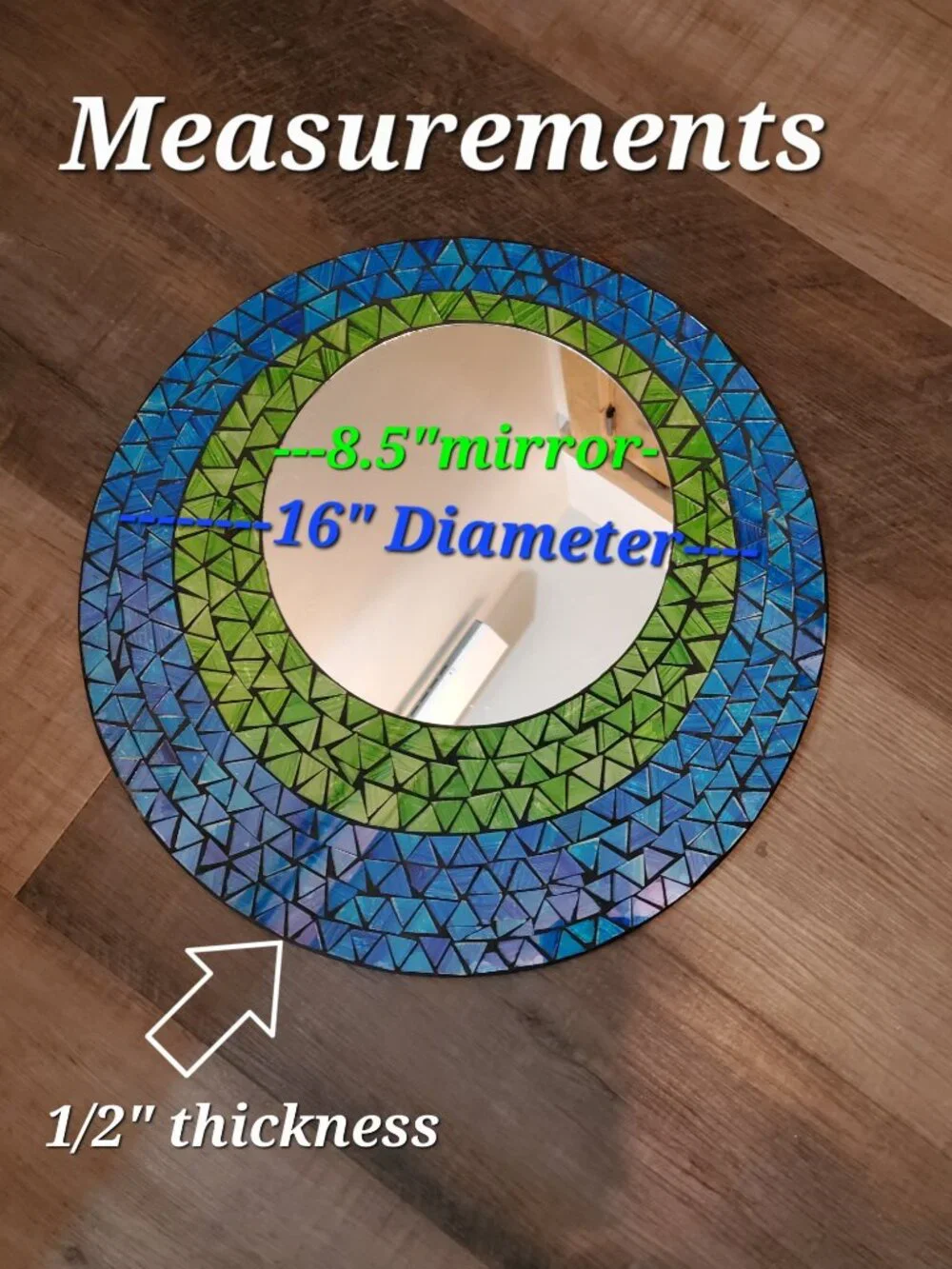 Blue & Green Geometric Design Mosaic Wall Mirror